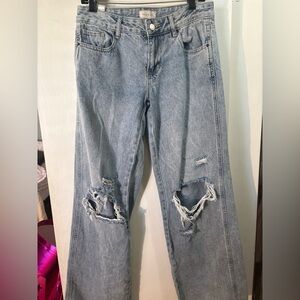 PacSun Light Blue Distressed Wideleg baggy Jeans